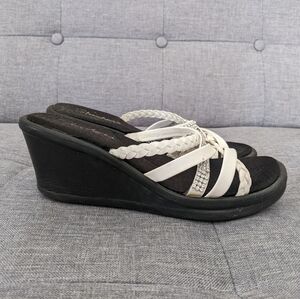 Skechers Memory Foam White Wedge Sandals